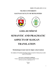 SEMANTIC AND PRAGMATIC ASPECTS OF SLOGAN TRANSLATION