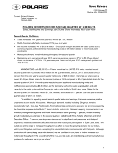 polaris reports record second quarter 2015 results