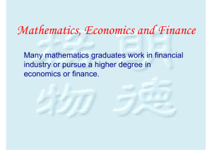 Mathematics, Economics and Finance