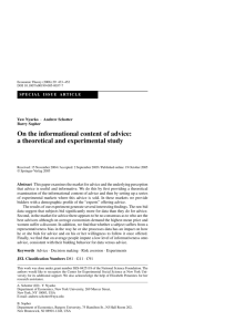 On the informational content of advice: a theoretical