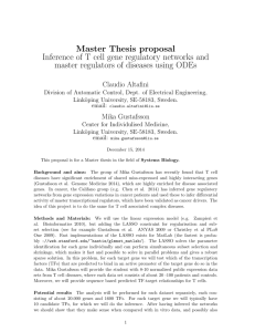Master Thesis proposal Inference of T cell gene regulatory networks