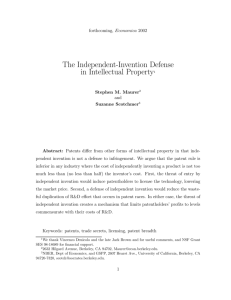 The Independent-Invention Defense in Intellectual Property1