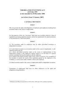 JOB-RELATED INVENTIONS ACT of 25 July 1995 as last amended