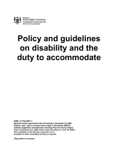 Policy and guidelines on disability and the duty to accommodate