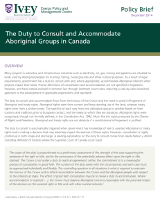 The Duty to Consult and Accommodate Aboriginal Groups in
