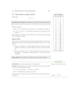 5.7 Introduction to Square Roots