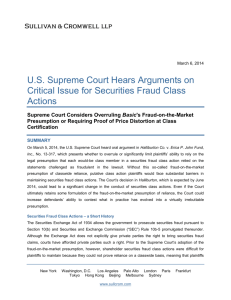 U.S. Supreme Court Hears Arguments on Critical Issue for Securities
