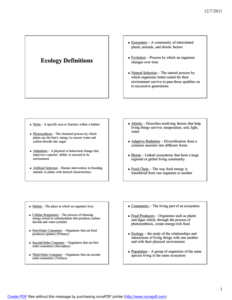 ecology-definitions