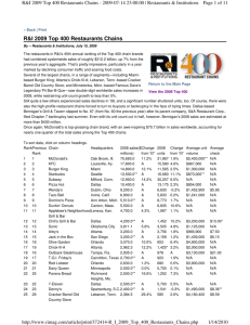 R&I 2009 Top 400 Restaurants Chains