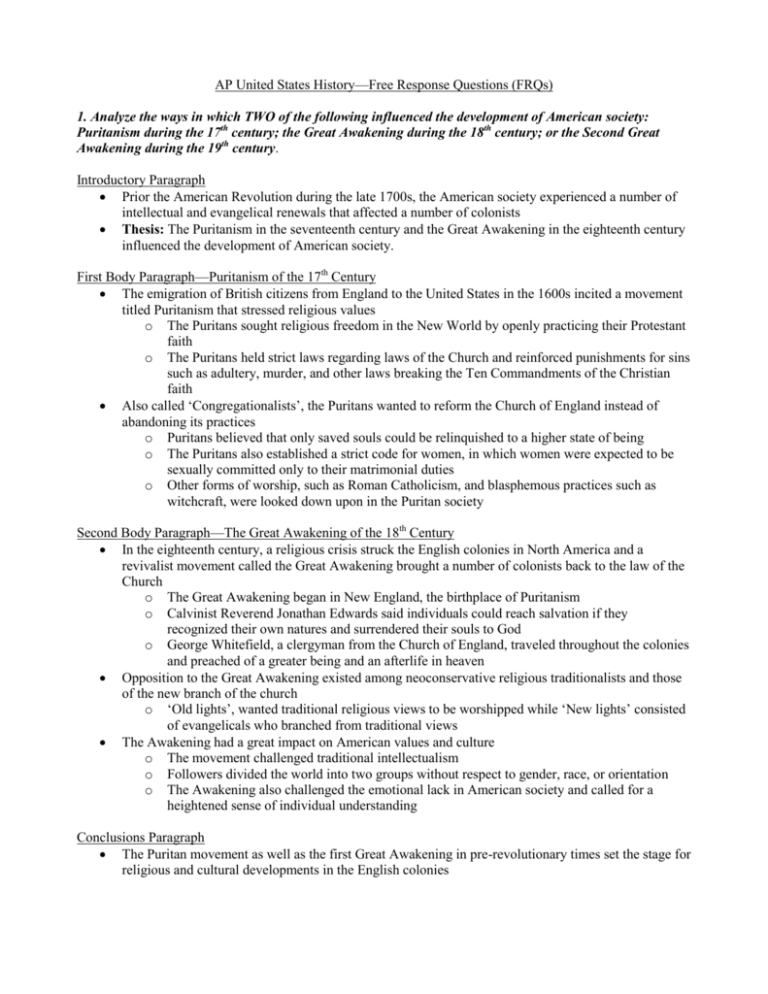 2010 ap united states history free response questions answers