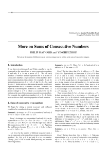 More on Sums of Consecutive Numbers