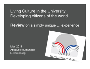 Living Culture in the University Developing citizens of the world