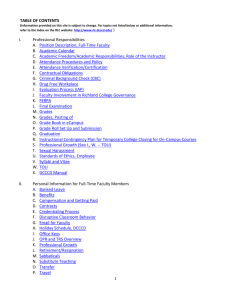 TABLE OF CONTENTS I. Professional