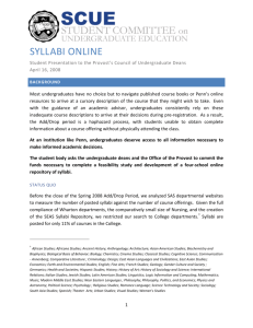 Proposal on Online Syllabi - SCUE: The Student Committee on
