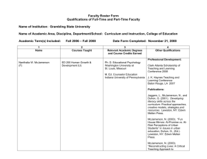 Faculty Roster Form Qualifications of Full-Time and Part