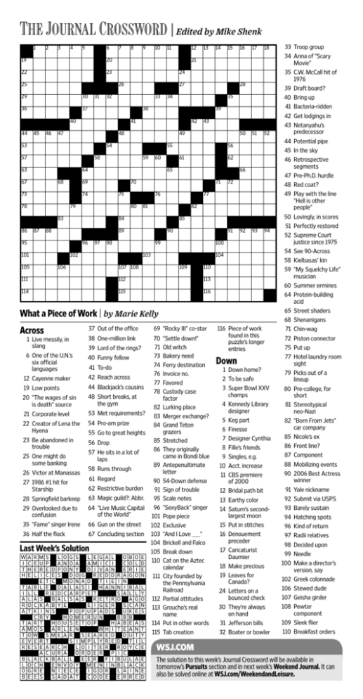The Journal Crossword Edited by Mike Shenk