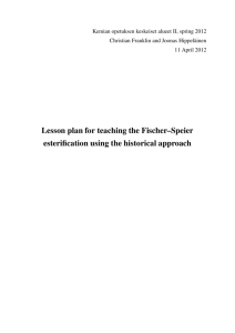 Lesson plan for teaching the Fischer–Speier esterification