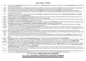 Lenin's Russia - Timeline Key Personalities: Vladimir Ilyich Lenin