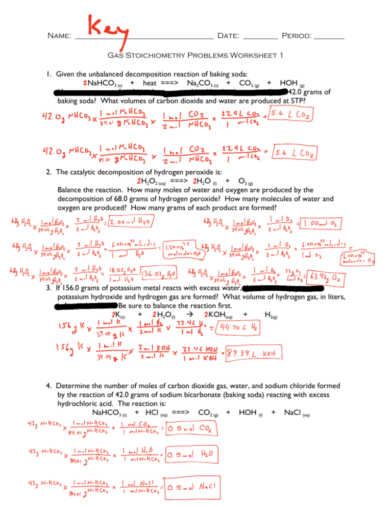 Reaction Stoichiometry Worksheet With Answers Pdf