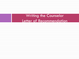 Writing the Counselor Letter of Recommendation