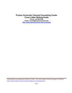Purdue University Calumet Counseling Center Cover Letter Writing