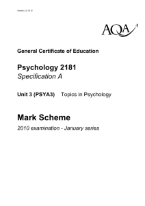 Unit 3: Topics in Psychology