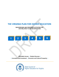 Summary of Initiatives - State Council of Higher Education for Virginia