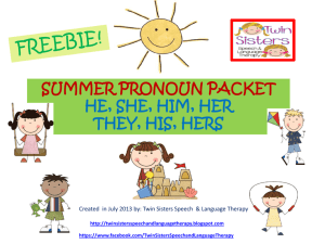 5: summer pronoun packet he, she, him, her they, his, hers