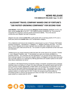 allegiant travel company named one of