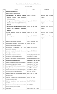 Academic Calendar of Faculty of Social and Political Science