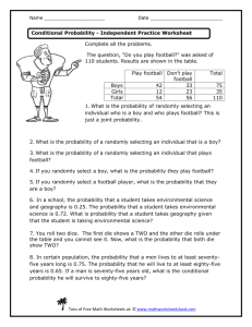 Conditional Probability Independent Practice Worksheet