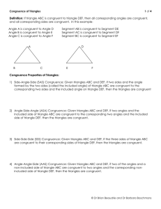 Definition: If triangle ABC is congruent to triangle DEF, then all