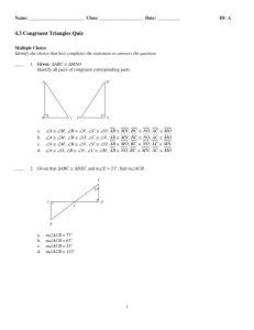 ExamView - 4.3 Congruent Triangles Quiz.tst