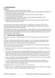 3. Fluid Dynamics 3.1 Uniform Flow, Steady Flow