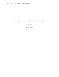 Running head: PSY 245 REACTION PAPER 1 Format, Style