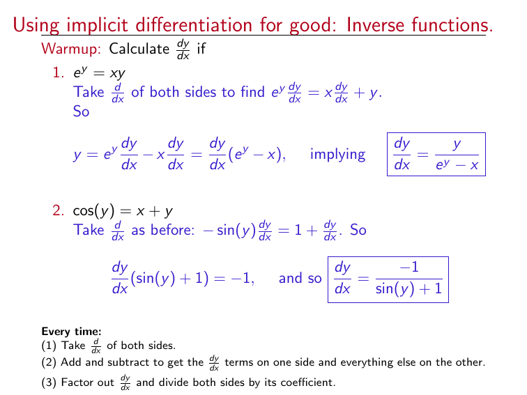 Using Implicit Differentiation For Good Inverse Functions
