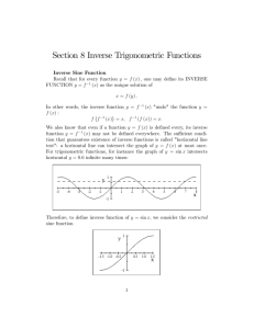 Section 8 Inverse Trigonometric Functions