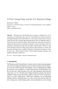 A Priori Voting Power and the US Electoral College