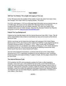 FACT SHEET 100-Year Tax History: The Length and Legacy
