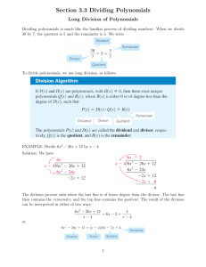 Section 3.3 Dividing Polynomials