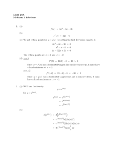 Math 20A Midterm 2 Solutions 1. (a) f/(x) = 6x2 − 6x − 36 (b) f//(x