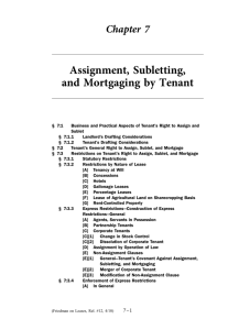 Assignment, Subletting, and Mortgaging by Tenant