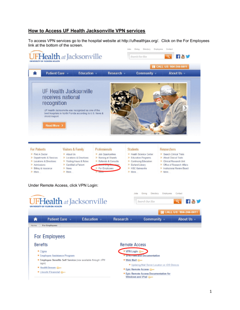 How To Access UF Health Jacksonville VPN Services
