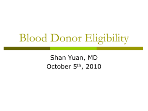 Blood Donor Eligibility: 11 multiple choice questions with
