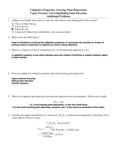 Colligative Properties: Freezing Point Depression,