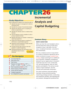 Chapter 26 Incremental Analysis and Capital Budgeting