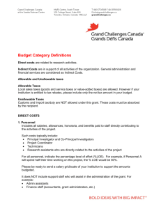 Budget Category Definitions