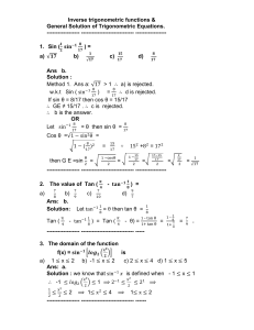 Inverse trigonometric functions & General Solution of