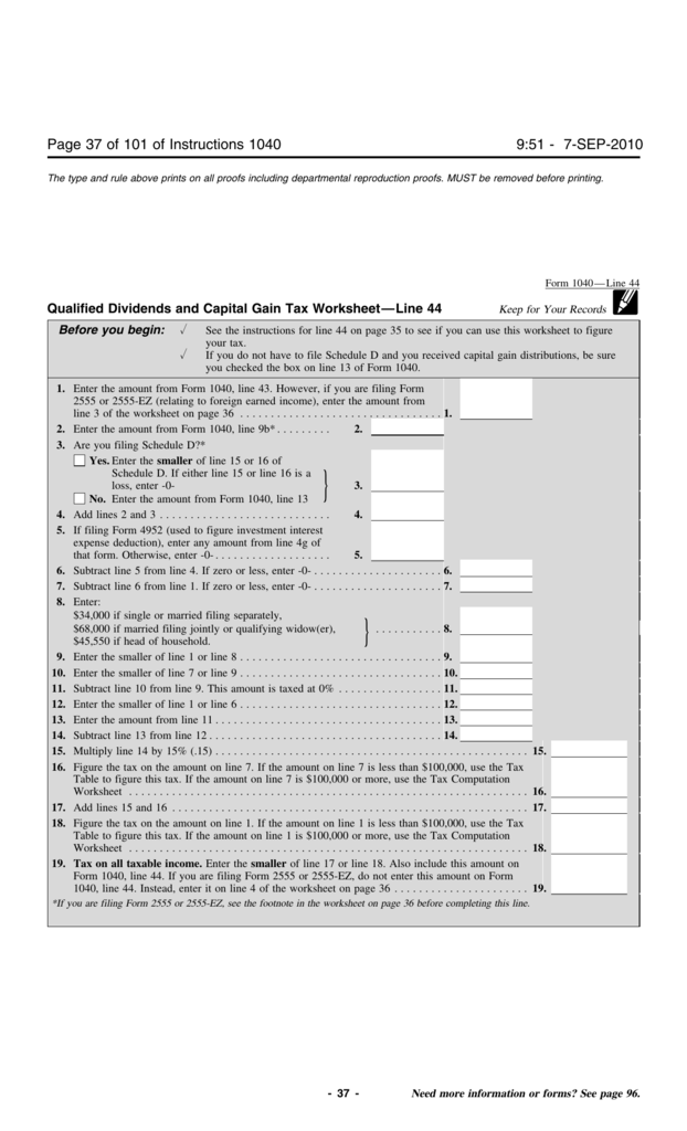Qualified Dividends And Capital Gains Sheet