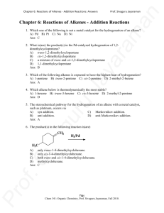 Chapter 6: Reactions of Alkenes - Addition Reactions